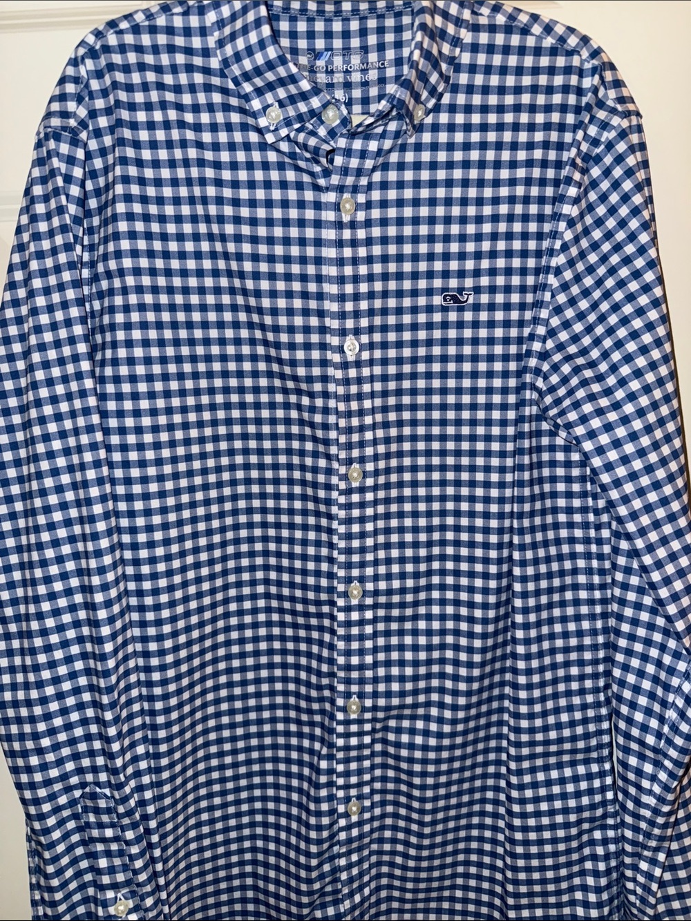Vineyard Vines Navy and White Gingham Button-Down Shirt